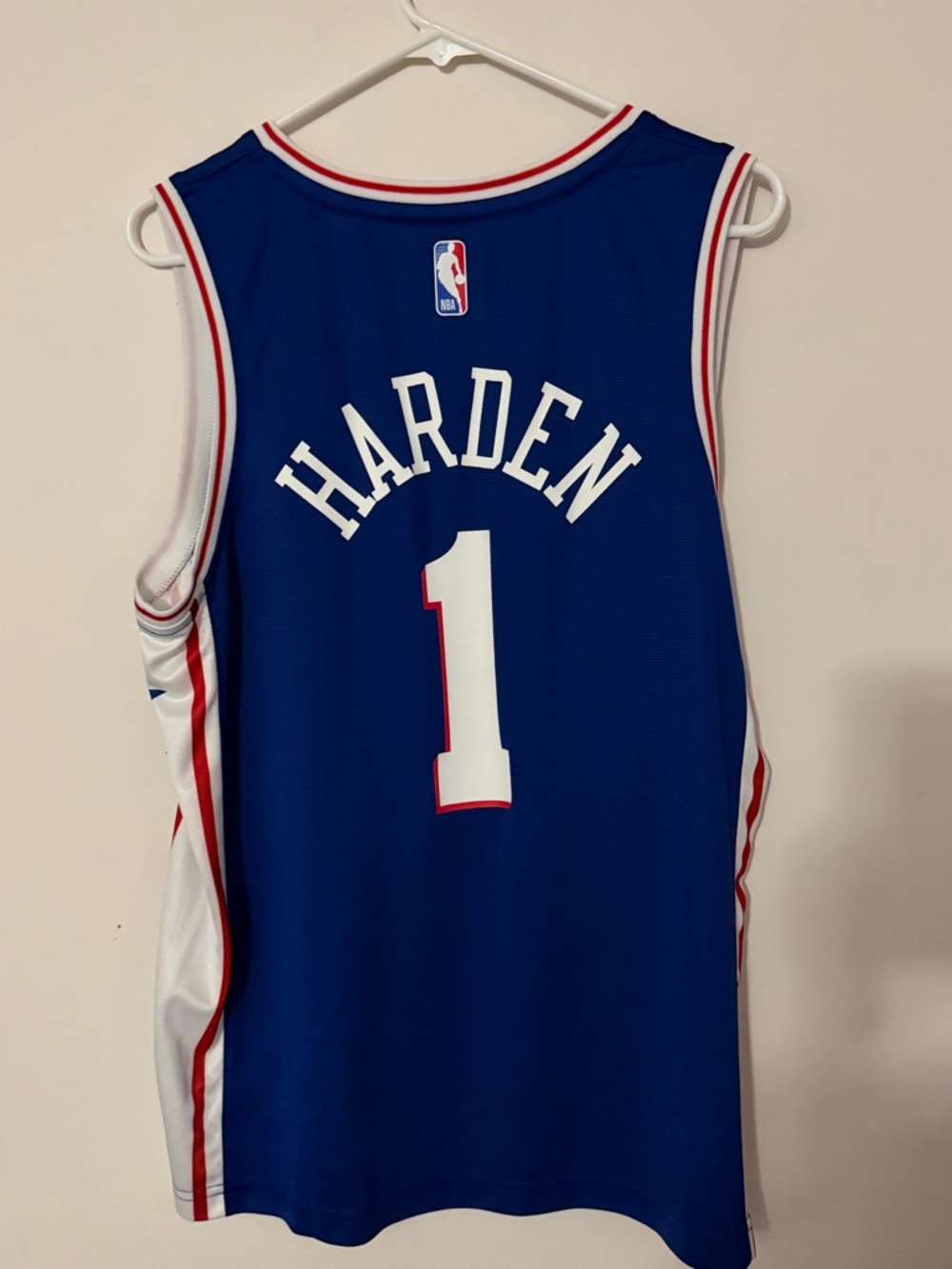 Fanatics Blue Basketball Jersey with White and Red Trim - Picture 2 of 3